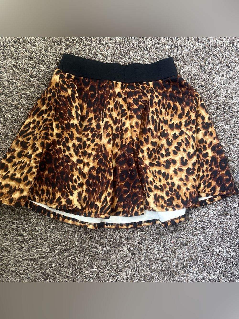 Charlotte Russe Leopard Print Circle Skirt with Black Waistband